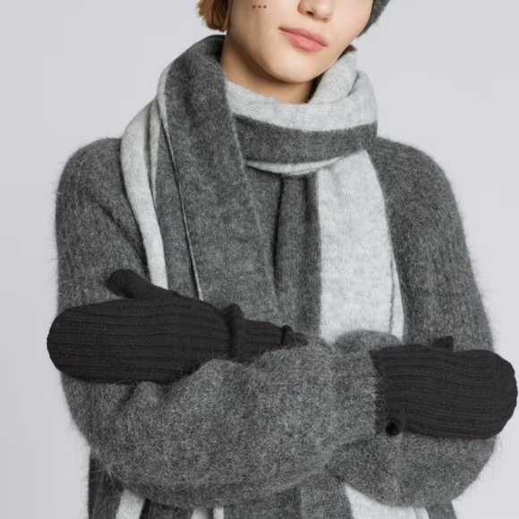 NWT EVERLANE Women The Cashmere Mittens Gloves Black - Picture 7 of 8